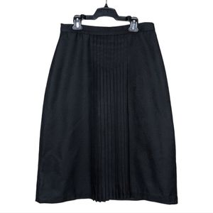 Vintage Black Mid Length Center Pleated Aline Skirt